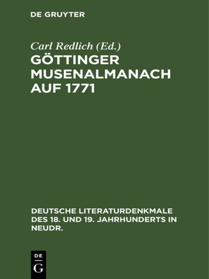 cover image of Göttinger Musenalmanach auf 1771
